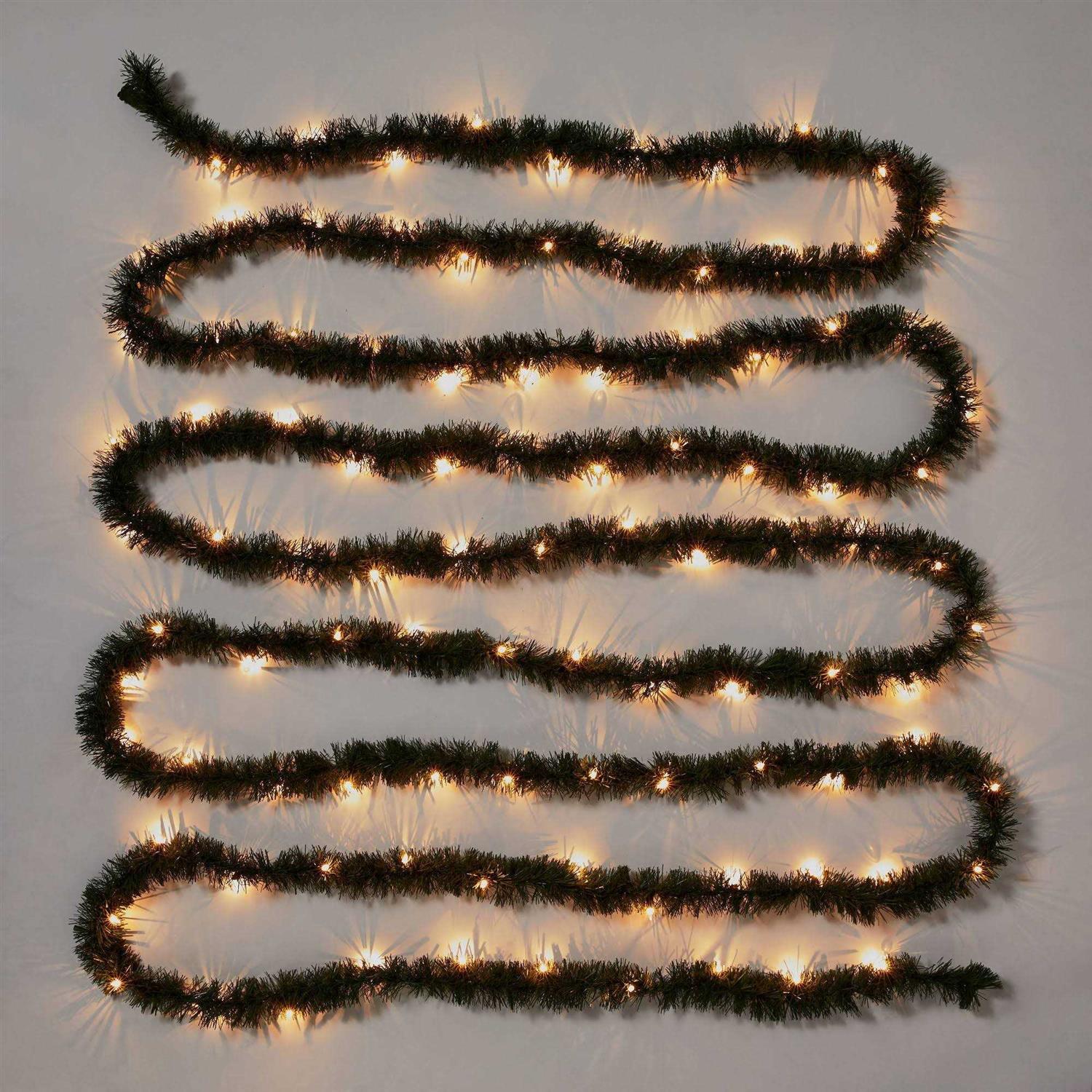 Wondershop 40′ Pre-Lit Artificial Pine Christmas Garland Clear Lights