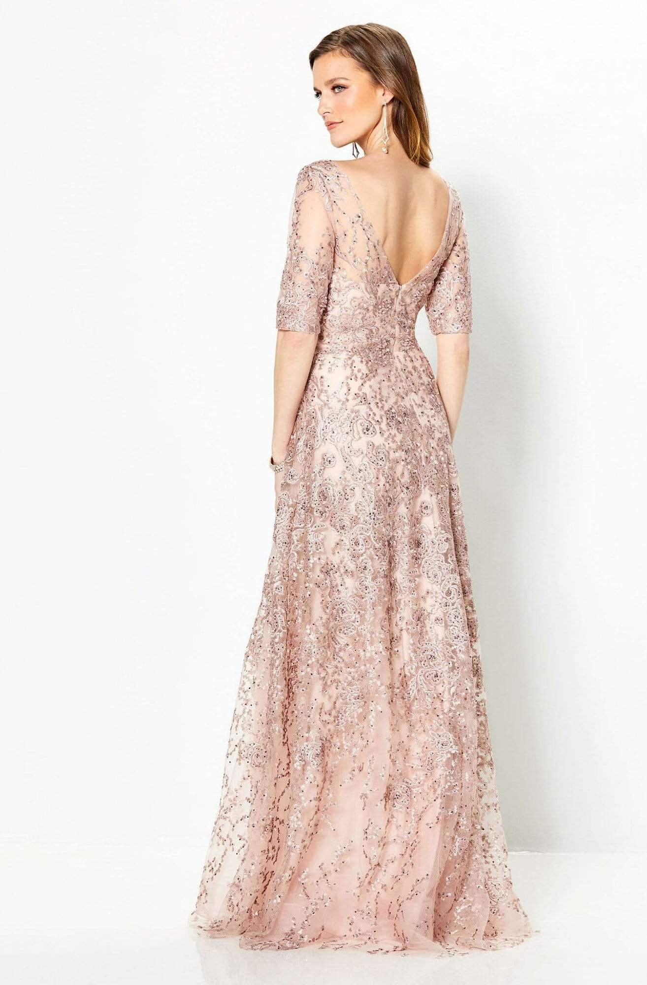 219976W Embroidered Illusion Bateau A-line Gown