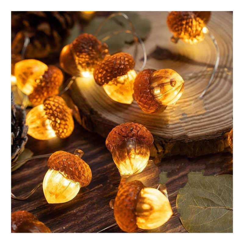 3d Acorn Fall Decorations String Lights Full Size Acorn Christmas Theme 10 feet 30 Leds 8 Twinkle Modes with Remote for Autumn Harvest Kitchen Baby
