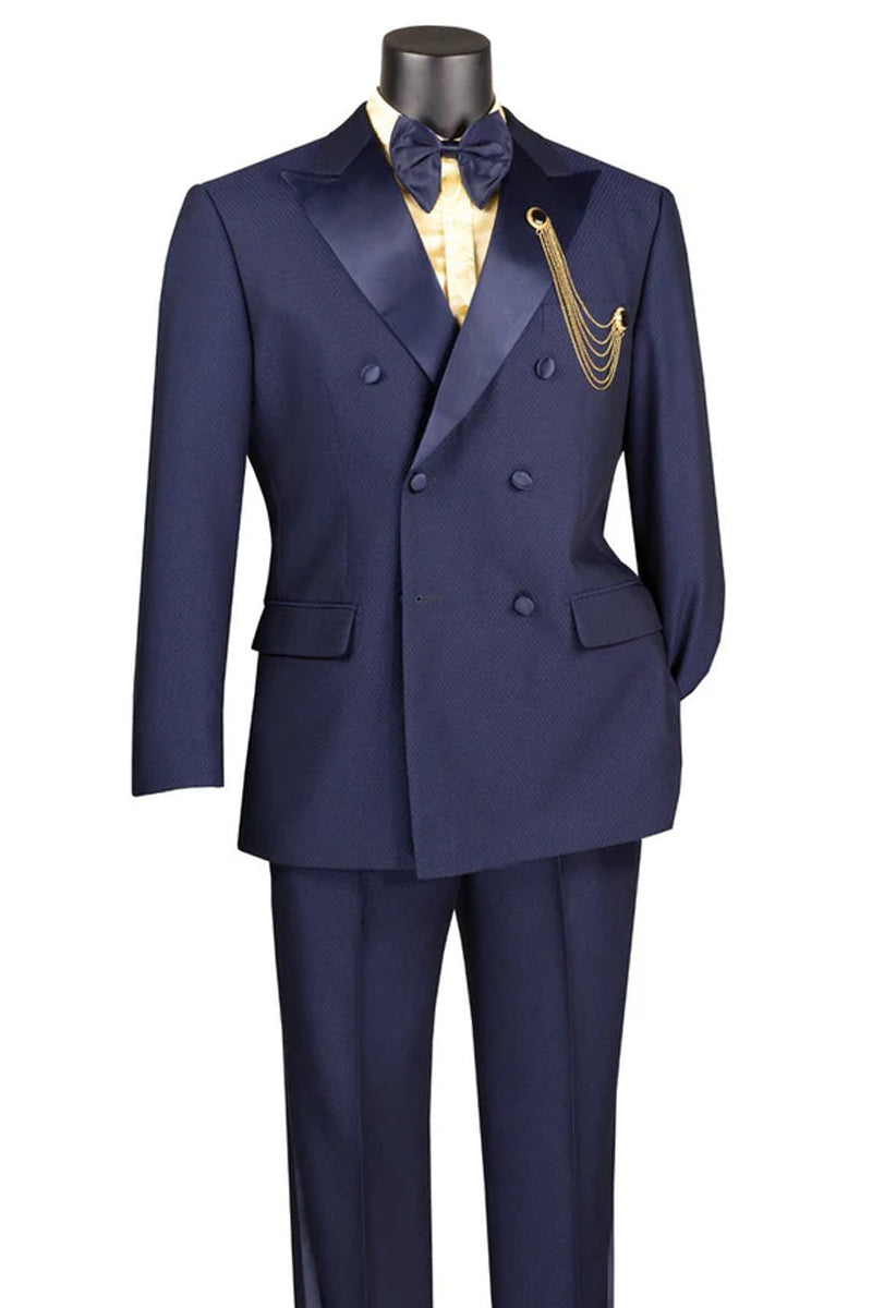 Men’s Classic Modern Fit Double Breasted Tuxedo in Navy Blue