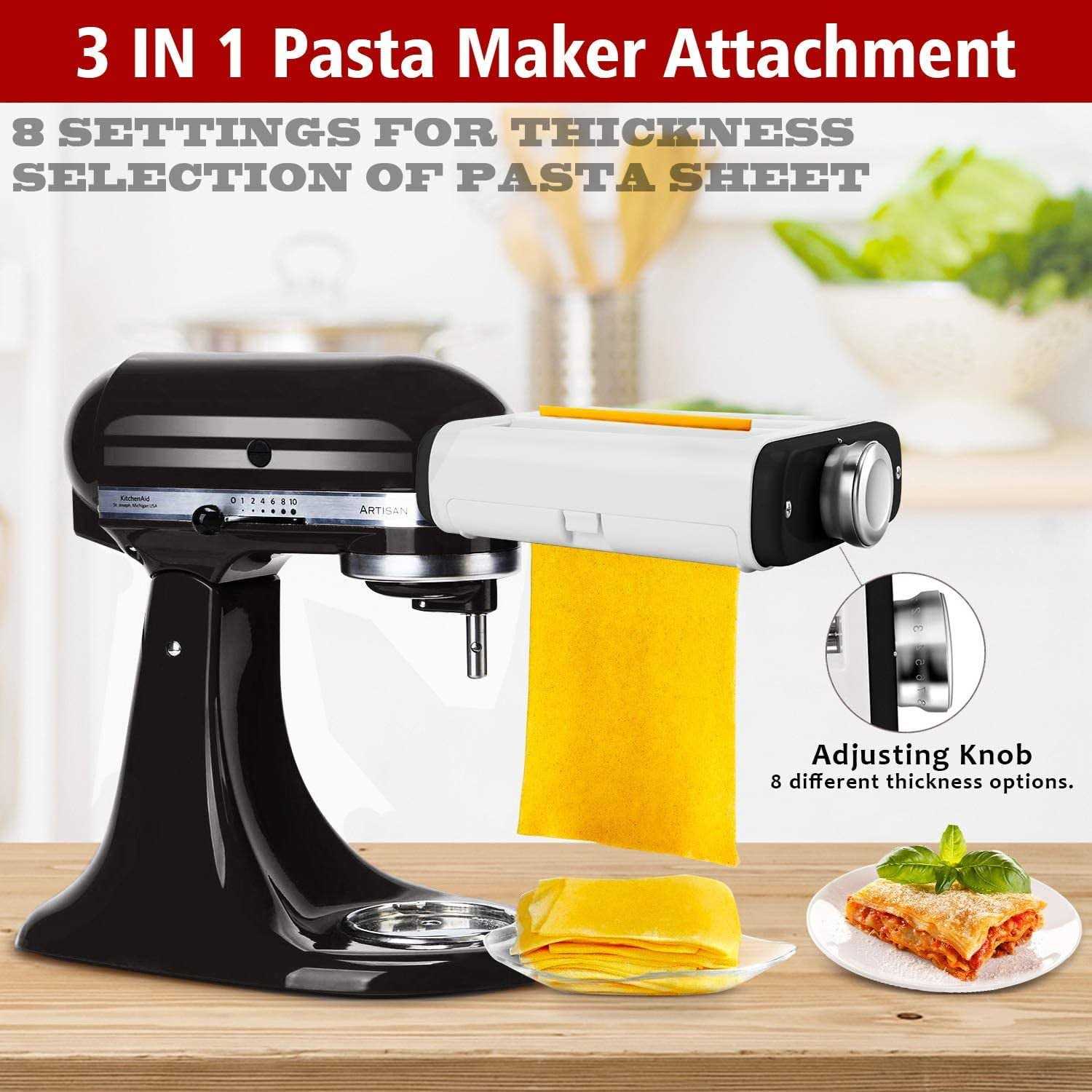 3 In 1 Pasta Maker Attachment for Kitchenaid Mixer Professional Pasta Attachment Includes Pasta Dough Roller