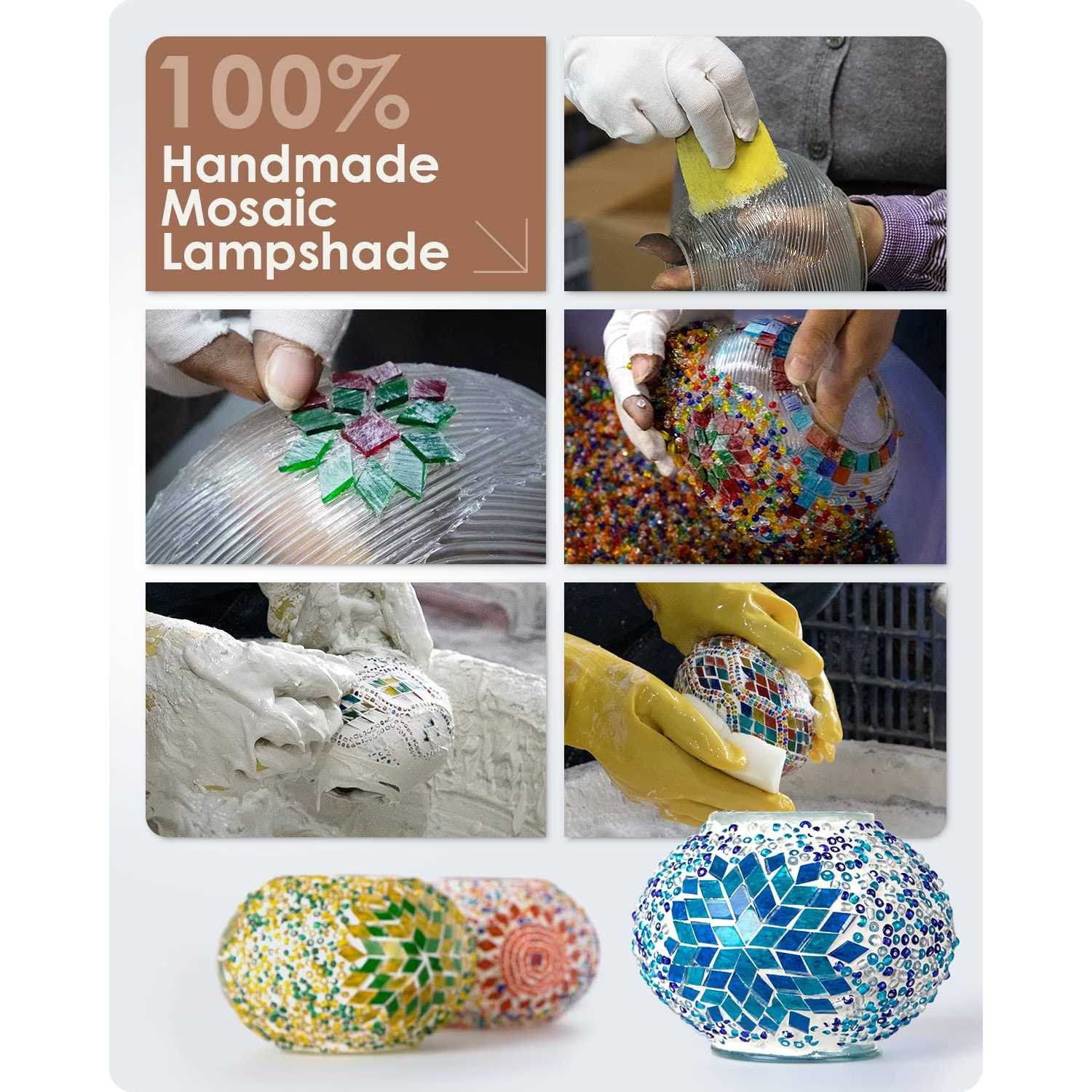 Turkish Moroccan Lamp with Bronze Base Yarra Decor 3 Color Options Handmade Swan Neck Tiffany Mosaic Glass Bedside Lamps for Bedroom