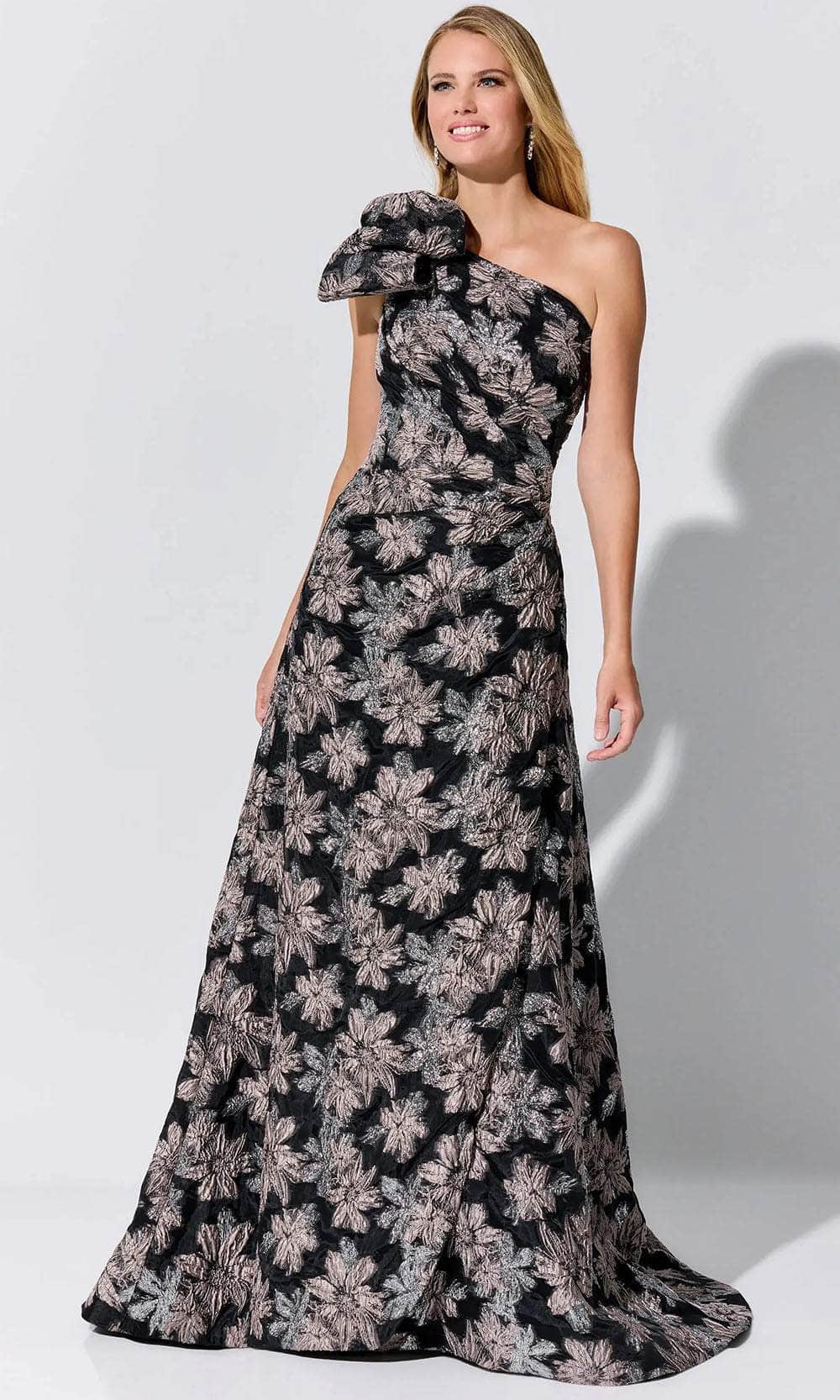 Floral One Shoulder Evening Dress