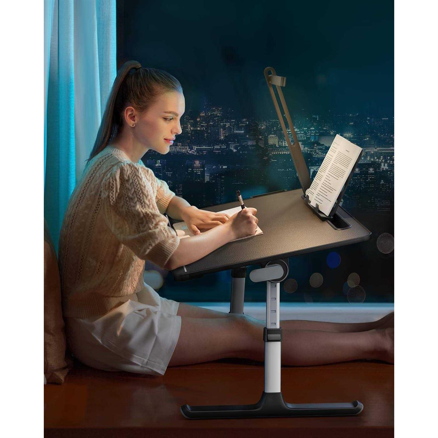 Laptop Bed Tray Desk with LED Desk Light SAIJI Adjustable Laptop Stand for Bed