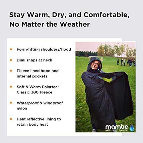 Mambe Extreme Weather 100% Waterproof/Windproof Hooded Blanket with Premium Stuff Sack