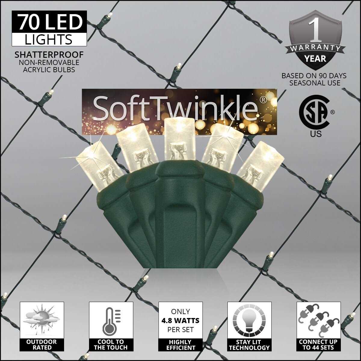 4′ x 6′ 5mm SoftTwinkle LED Net Lights