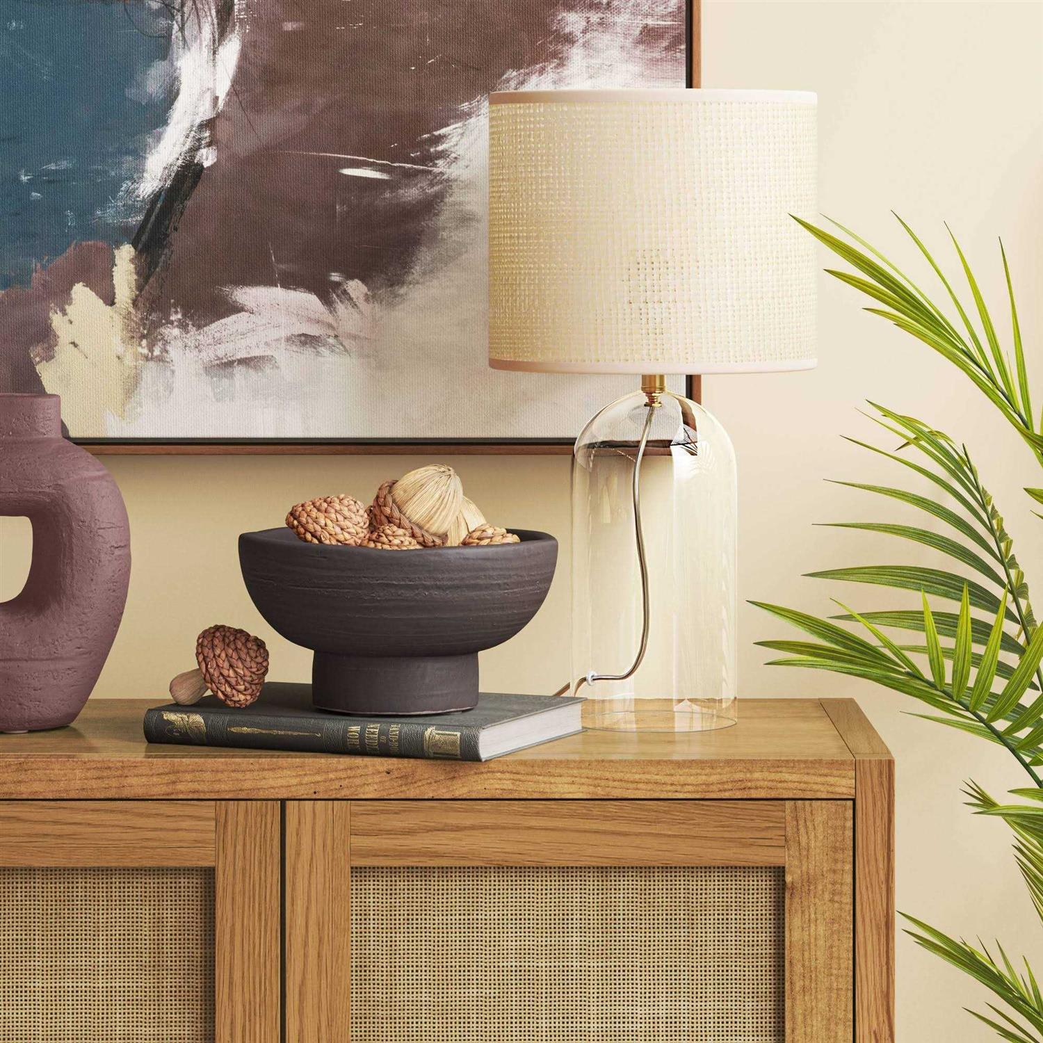 Threshold New Glass Table Lamp with Open Base and