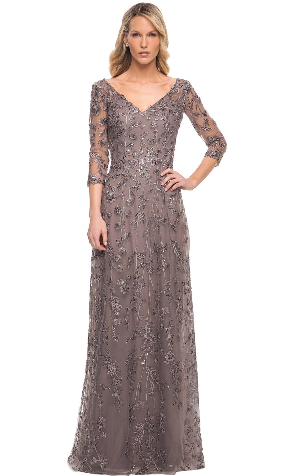 Embellished V-Neck Sheath Mother of the Bride Dress