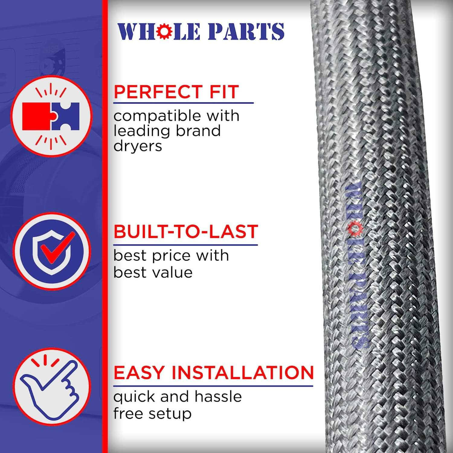 Whole Parts Dryer Door Seal Part # W10906683 Replacement and Compatible with Some Crosley, Kenmore and Whirlpool Dryers