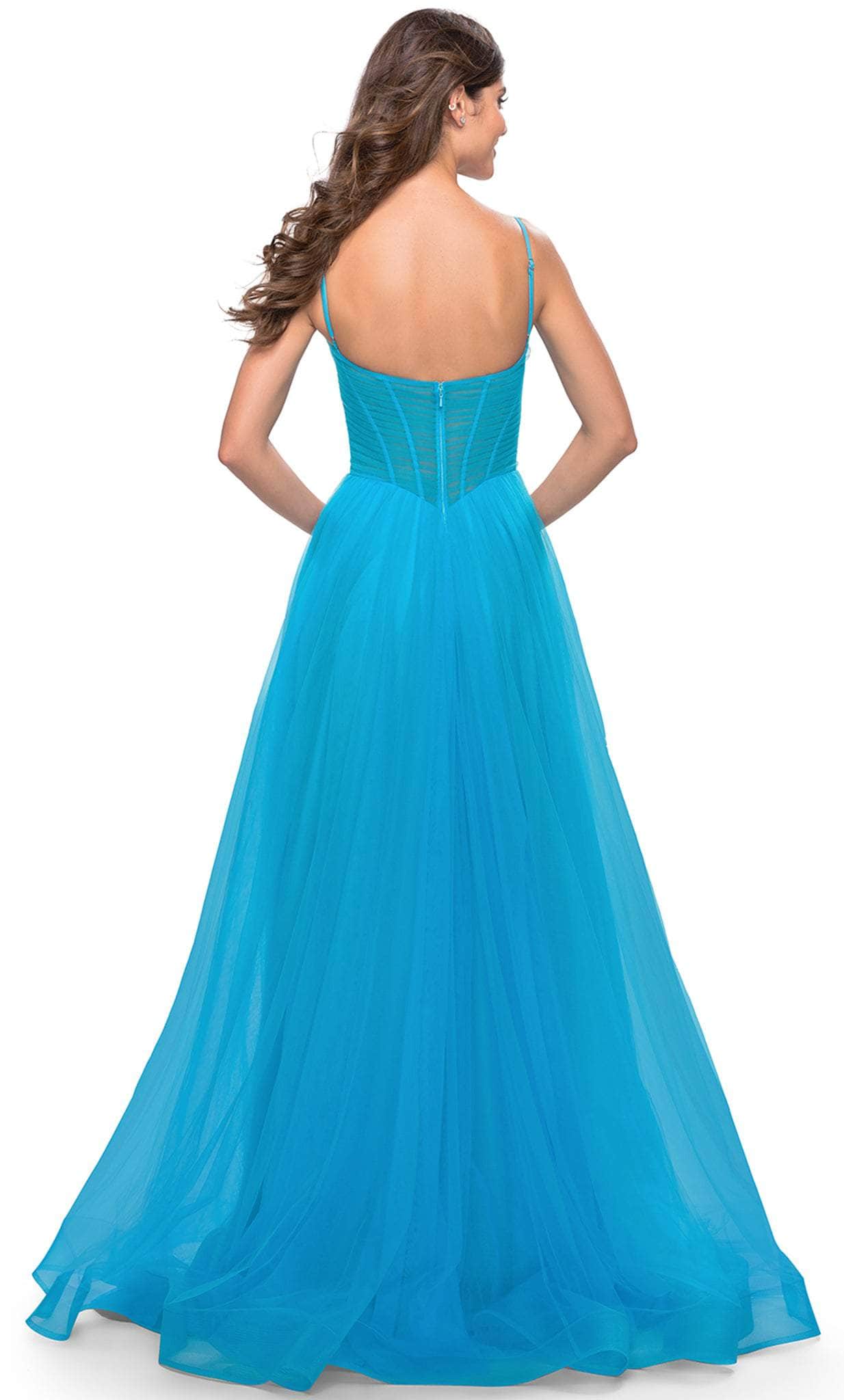 V-Neck Sheer Corset Evening Dress