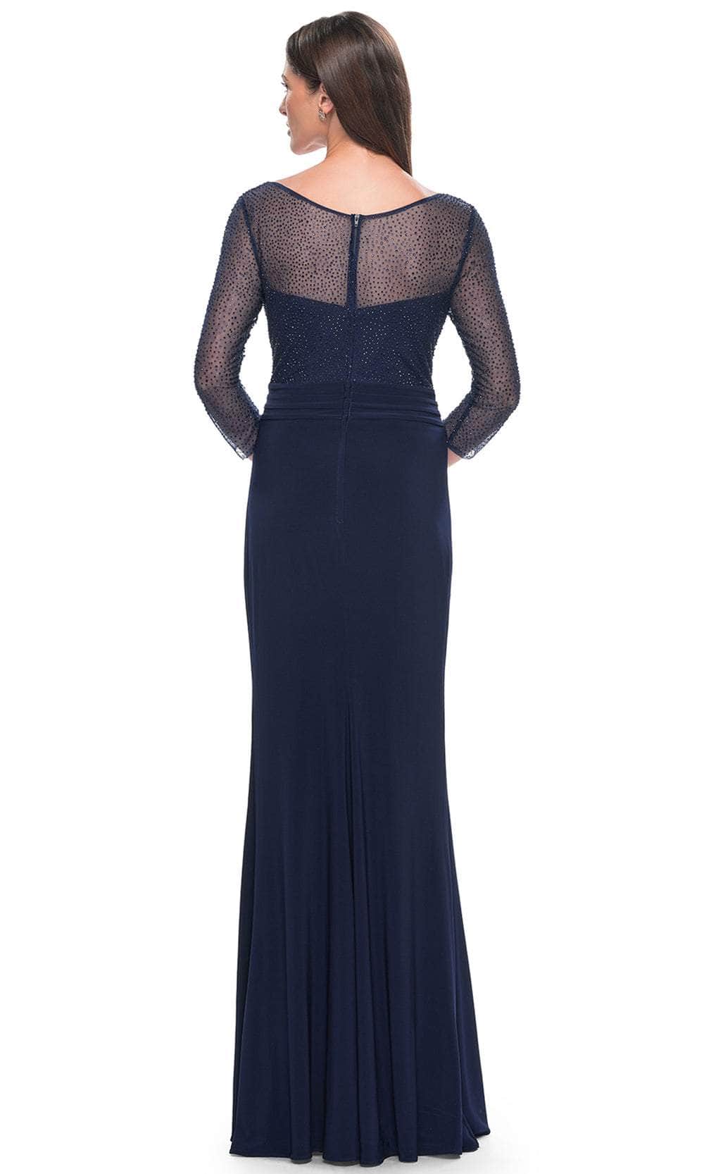 Illusion V-Neck Rhinestone Formal Dress