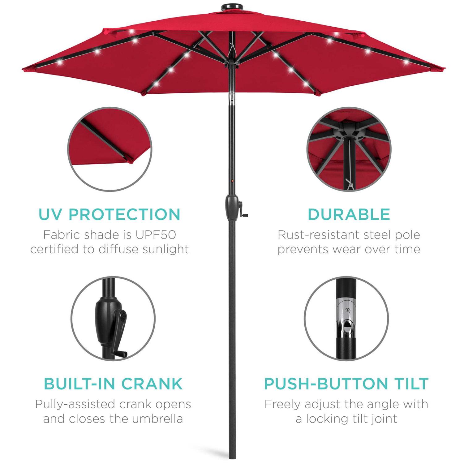Best Choice Products 7.5ft Outdoor Solar Patio Umbrella for Deck