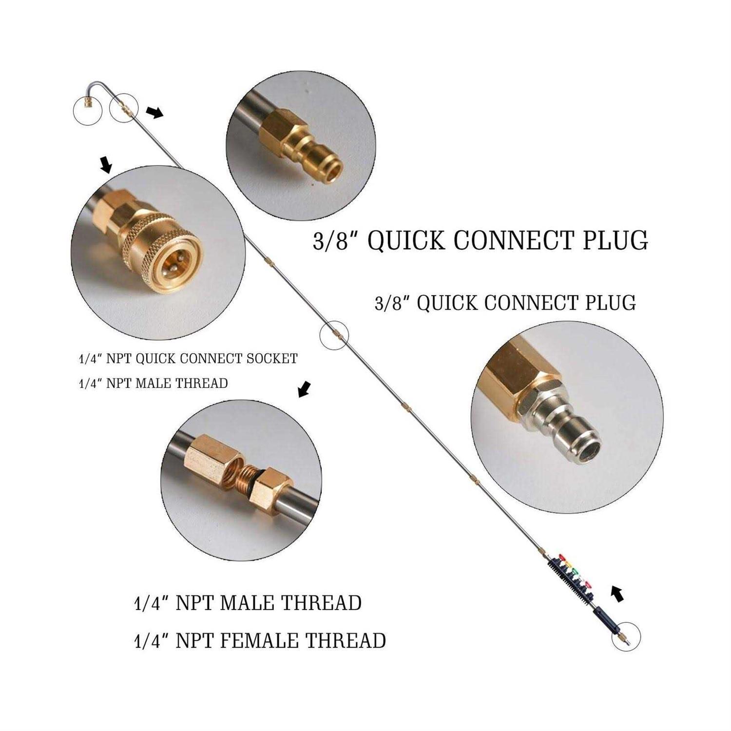 Xiny Tool Pressure Washer Extension Wand 10 Pack Upgrade Power Washer Lance with 5 Atomization Nozzle Tips