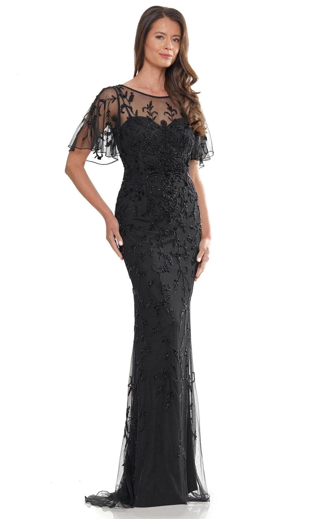 Flutter Sleeve Evening Dress