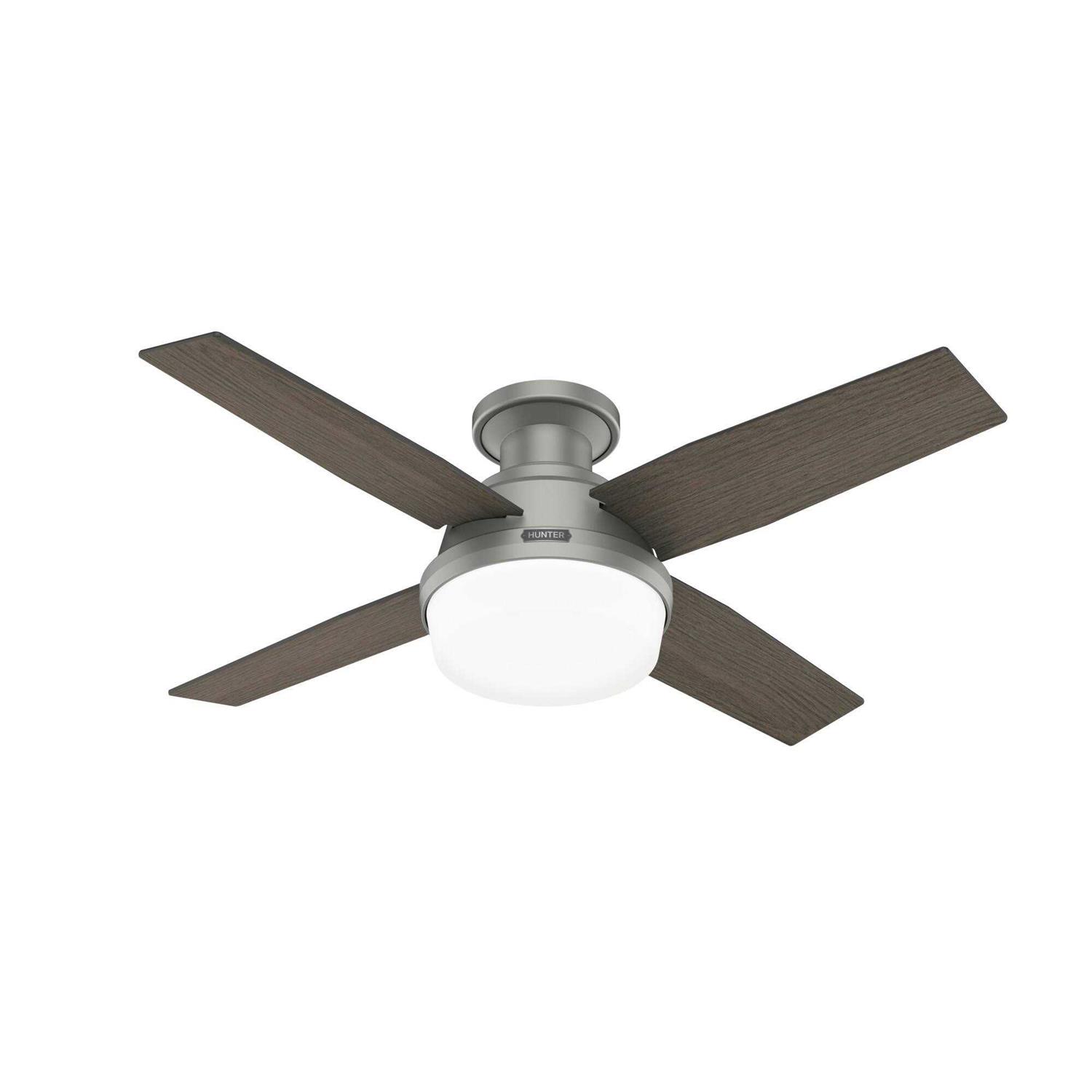 44 Hunter Dempsey LED Matte Silver Ceiling Fan with Remote 51757