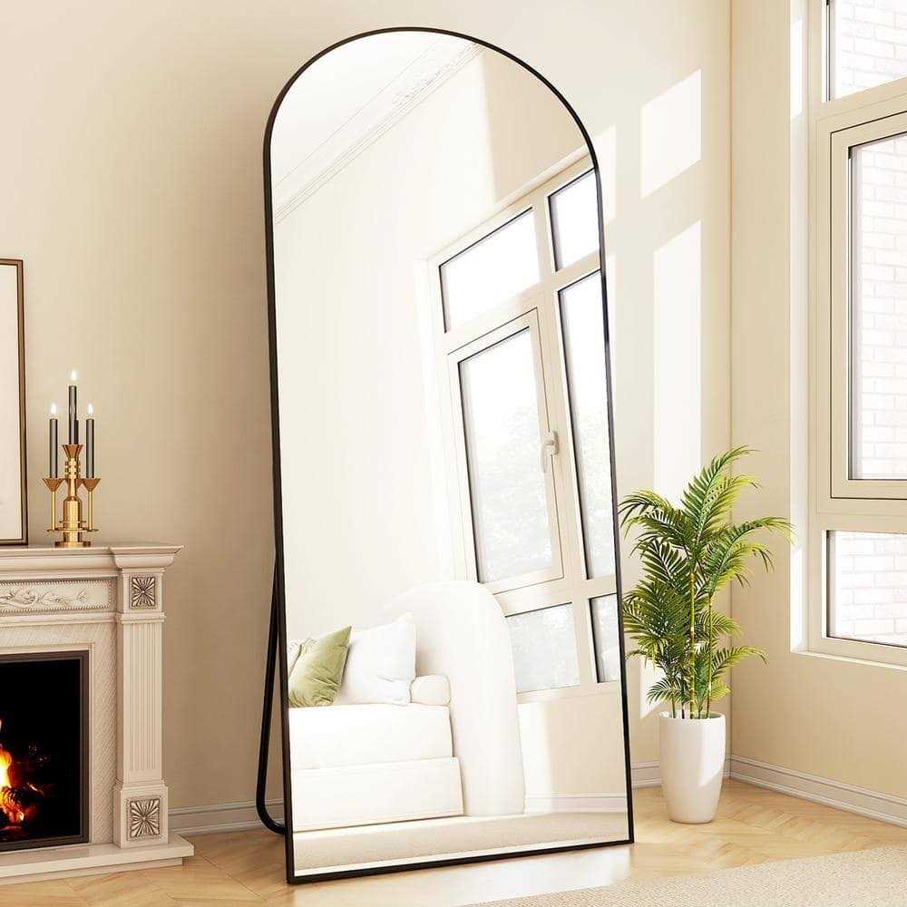 XRAMFY 70 in. H x 30 in. W Classic Arched Aluminum Alloy Framed Full Length Mirror Standing Floor Mirror