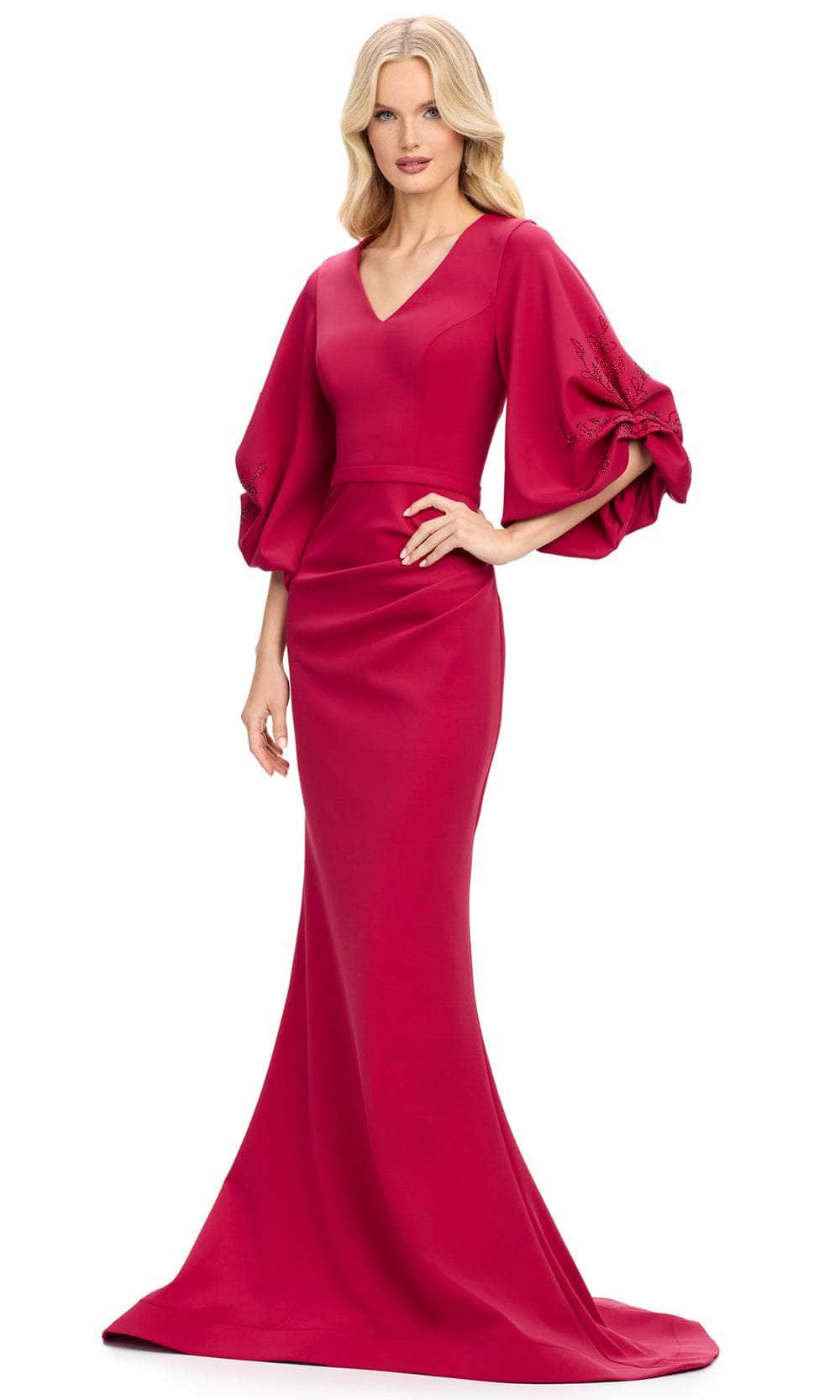 Balloon Sleeve Mermaid Evening Gown