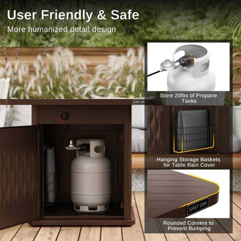 EAST OAK 28&” Propane Fire Pit Table, 50,000 BTU Steel Gas FirePit for Outdoor, Outside Patio Deck and Garden