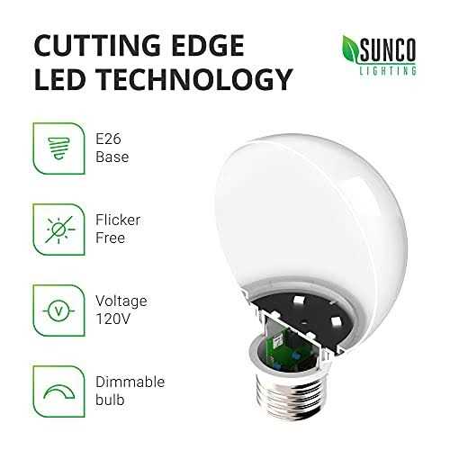 Sunco Lighting G25 LED Globe, 6w=40w, Dimmable, 450 LM