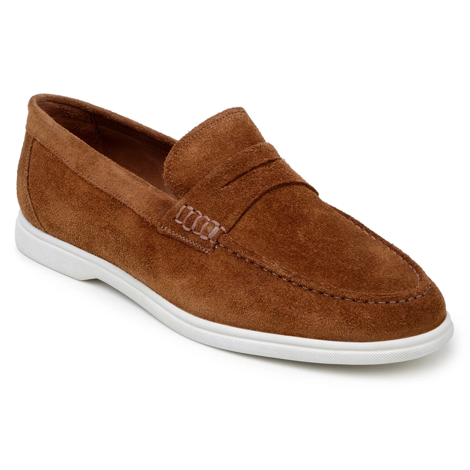 Men’s Belvedere Niko Italian Suede Casual Slip on Penny Loafer in Bourbon