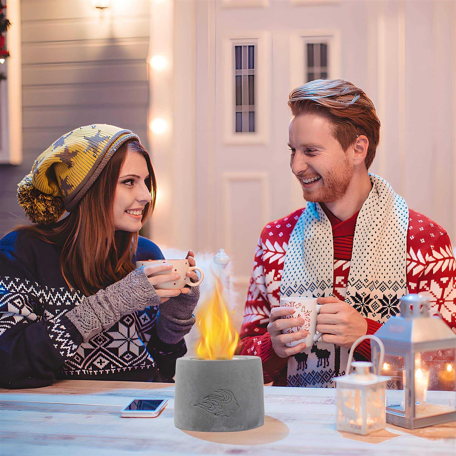 Ciekope Portable Tabletop Fire Pit Bowl Table Top Rubbing Alcohol Fireplace Indoor Outdoor Decor Mini Fire Pit Long Time Burning and Smokeless