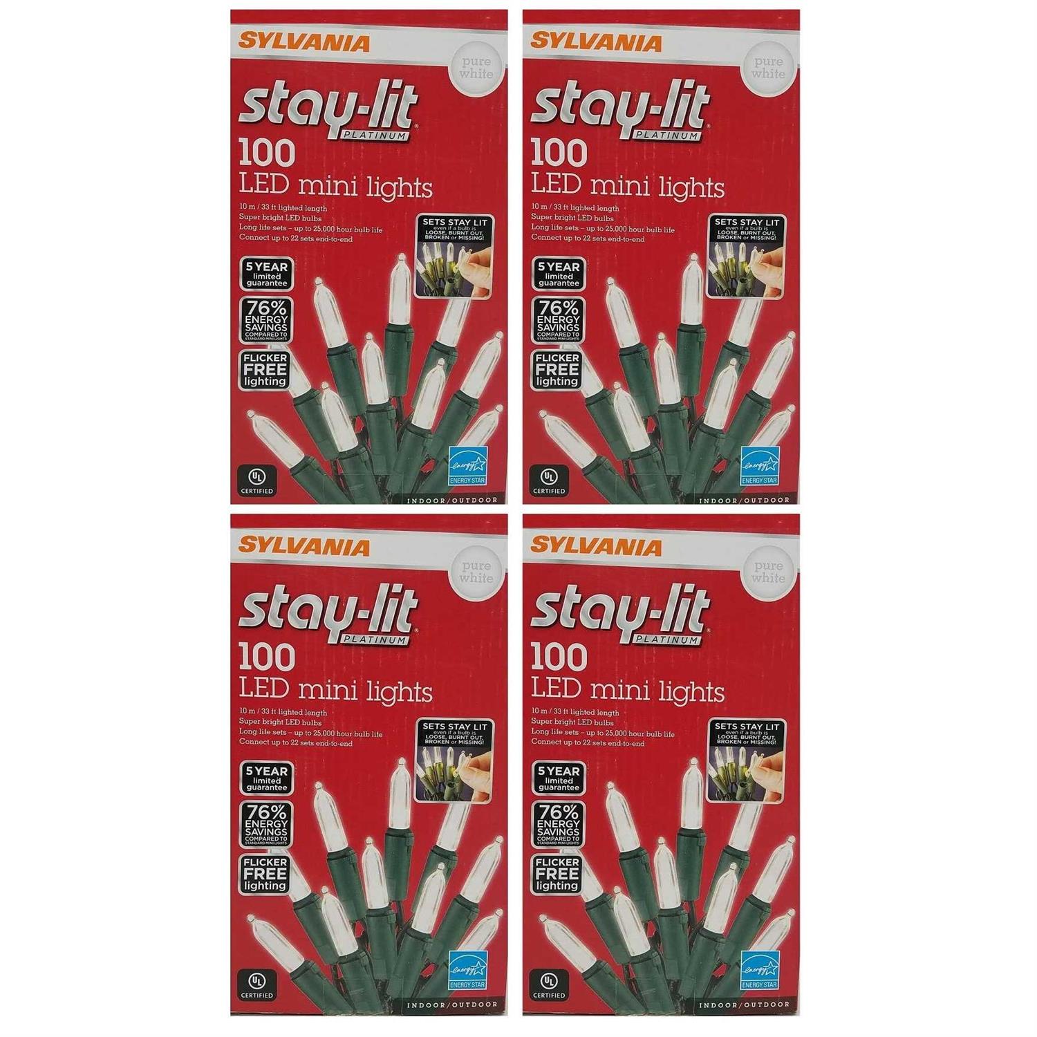 Sylvania Stay-Lit Platinum 100 LED Mini Lights Pure