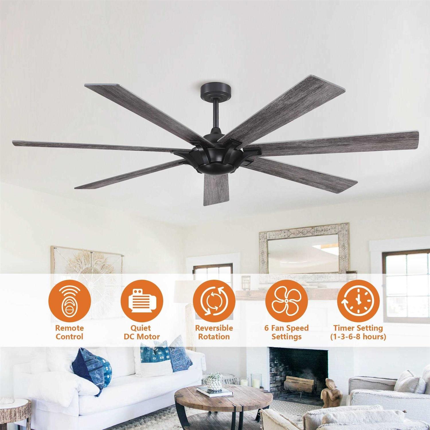 72-inch Farmhouse Reversible 7-Blade Ceiling Fan without Light
