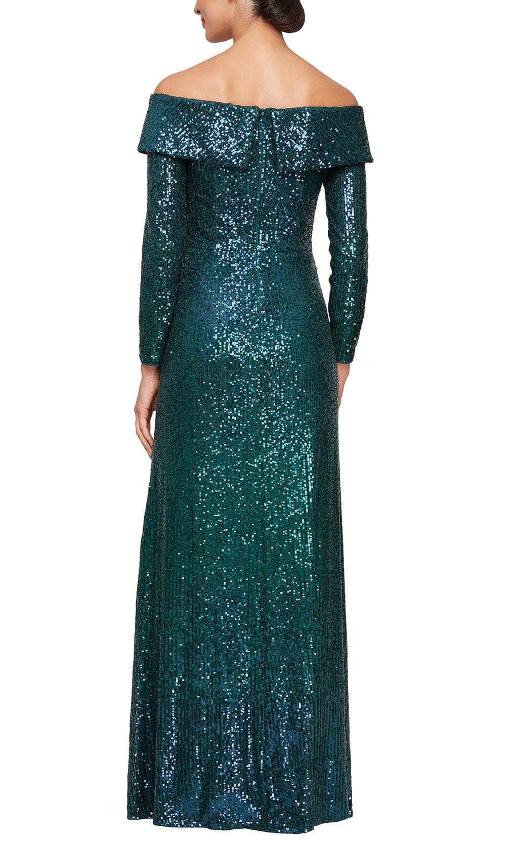 Long Sleeve Off-Shoulder Evening Gown