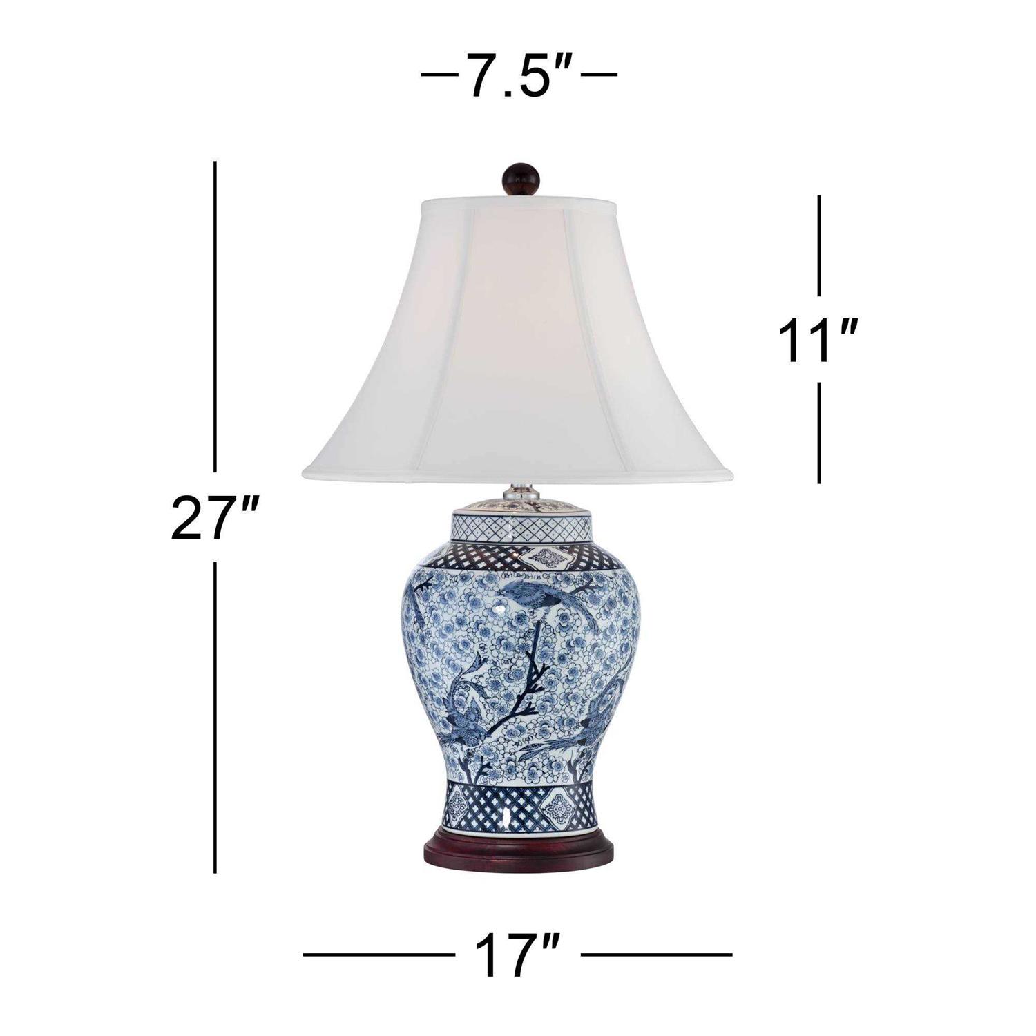 Barnes and Ivy Shonna Blue and White Porcelain Jar Table Lamp Dimmer