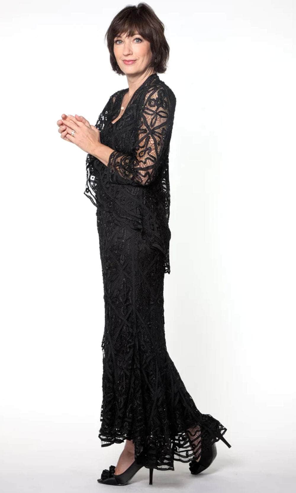 High-Low Beaded Evening Gown