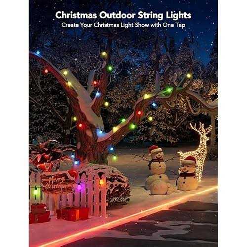 96ft Govee Smart Outdoor String Lights with RGBIC Warm White LED Bulbs