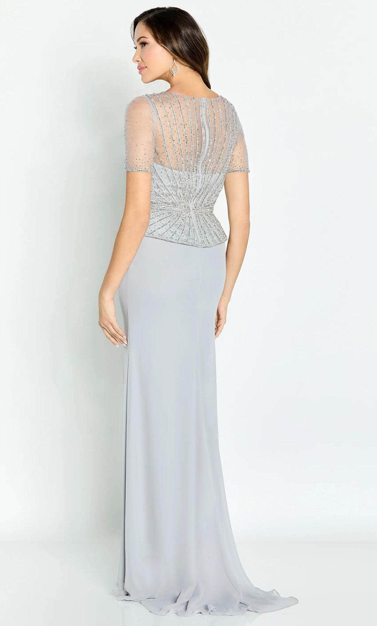 Short Sleeve Beaded Evening Gown