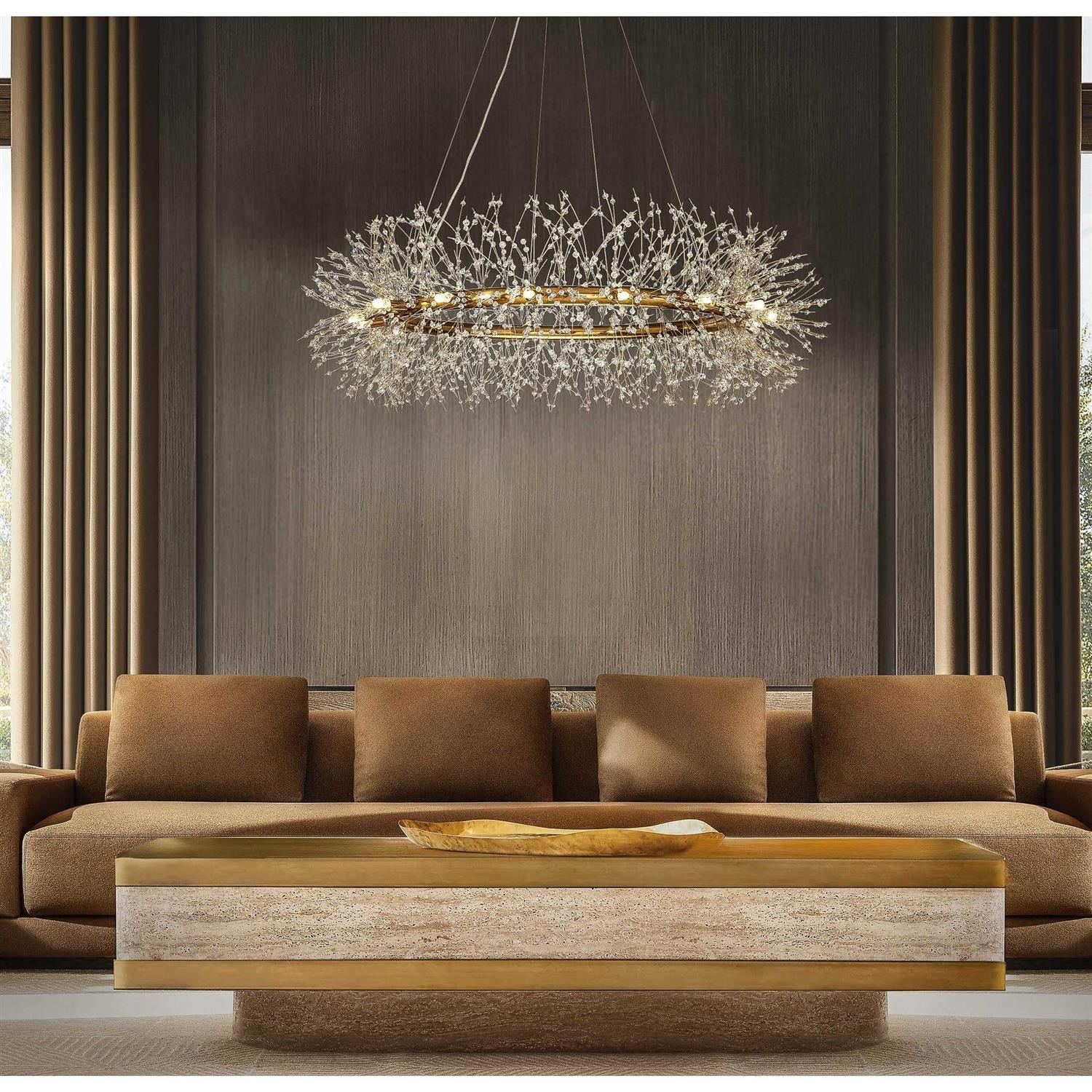 Aloadecor Modern Firework Crystal Chandelier for Dining Room and Living Room Bulb Included 12