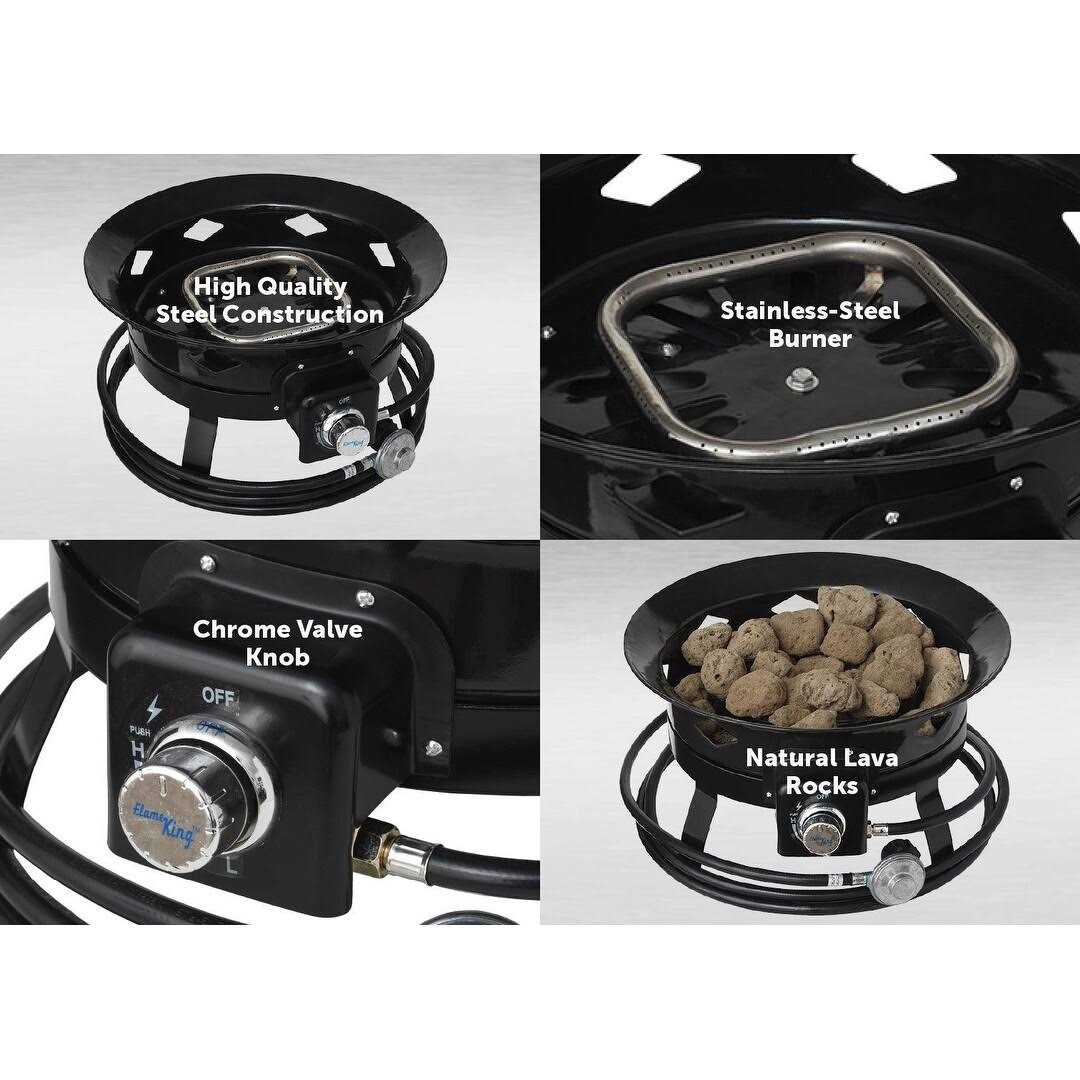 Flame King Portable Propane Outdoor Gas Fire Pit W/ Cover & Carry Kit 19-Inch 58,000 BTU