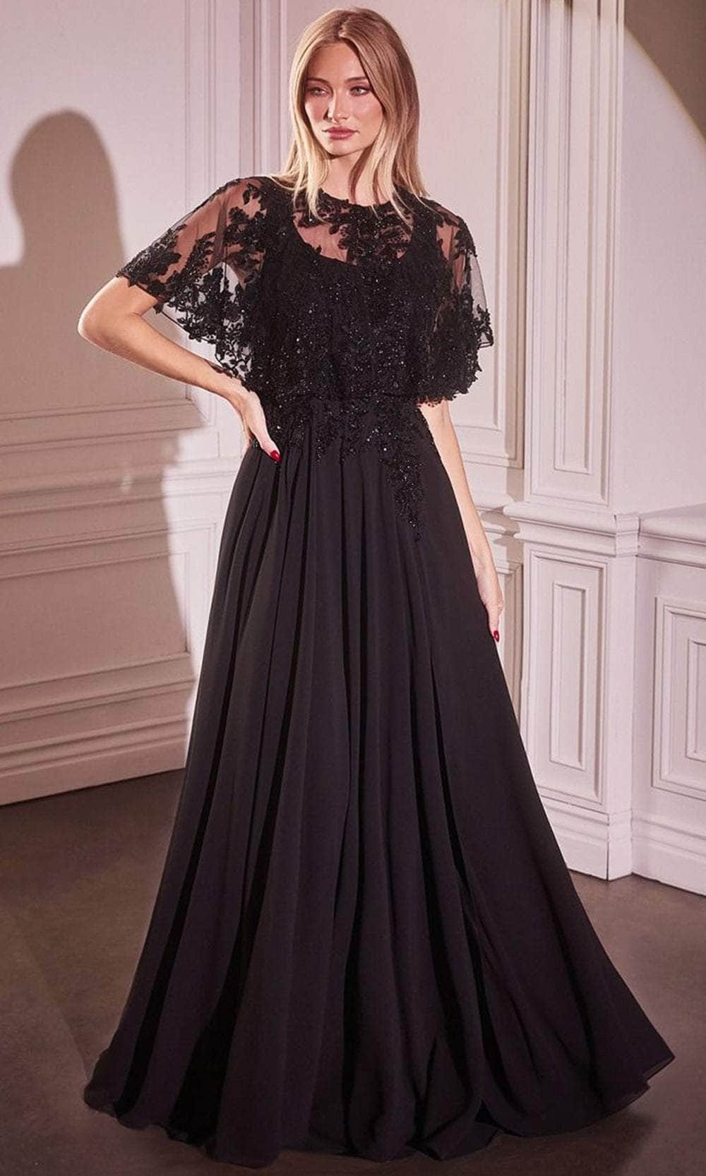 Cape Applique Evening Gown