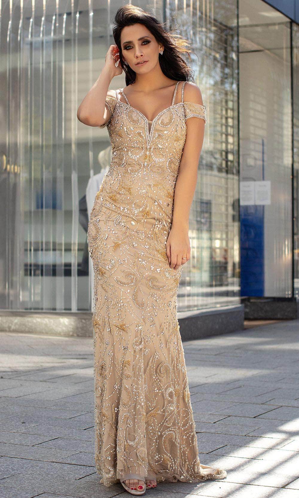 Beaded Dual Straps Evening Gown