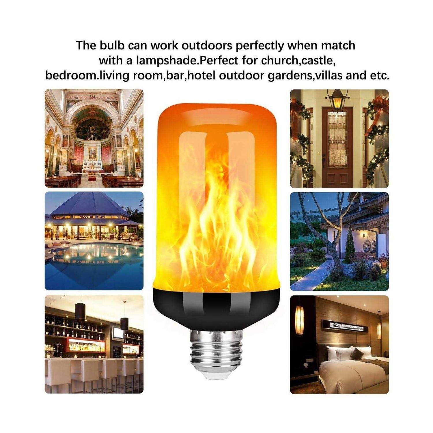 Y- Stop Led Flame Effect Fire Light Bulb Upgraded 4 Modes Flickering Fire Christmas Decorations Lights