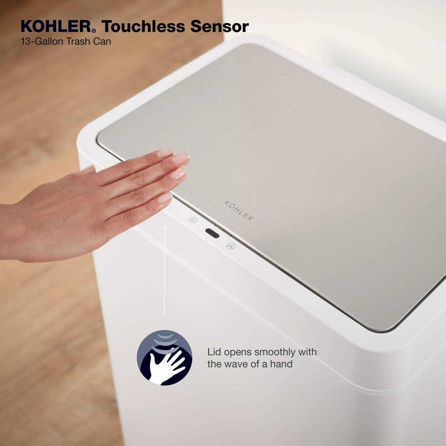 13-gallon touchless Stainless steel trash can KOHLER 23825