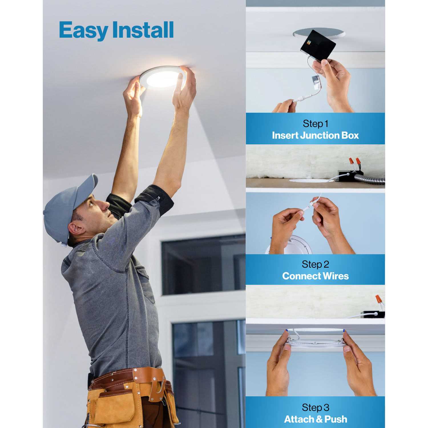 Sunco Lighting 12 Pack 6 Inch Slim LED Downlight with Junction Box