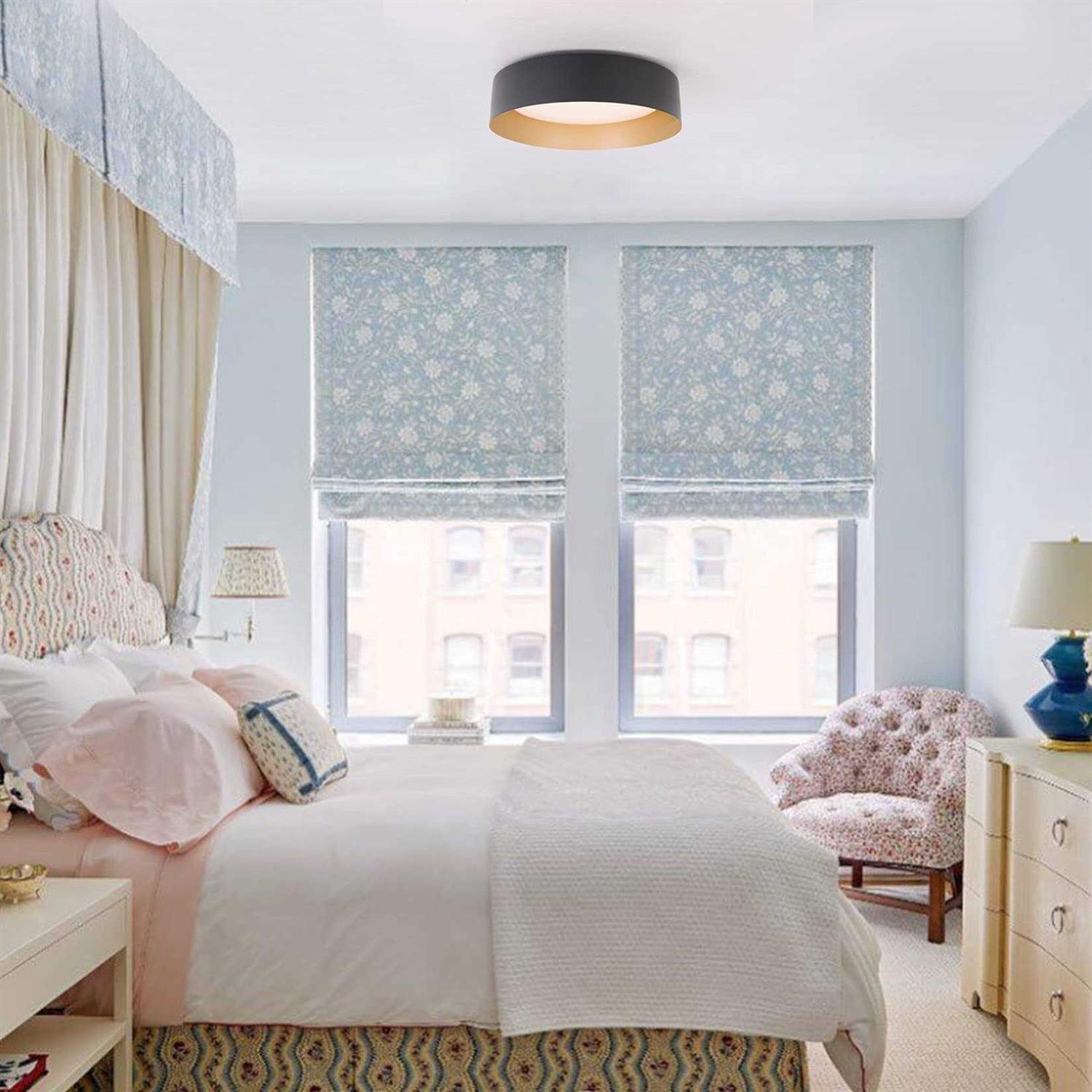 Bargeni Flush Mount Ceiling Light,12.5 inch LED Ceiling Light Fixture,Matte Black with Gold Inside,3000K/Warm White/18W