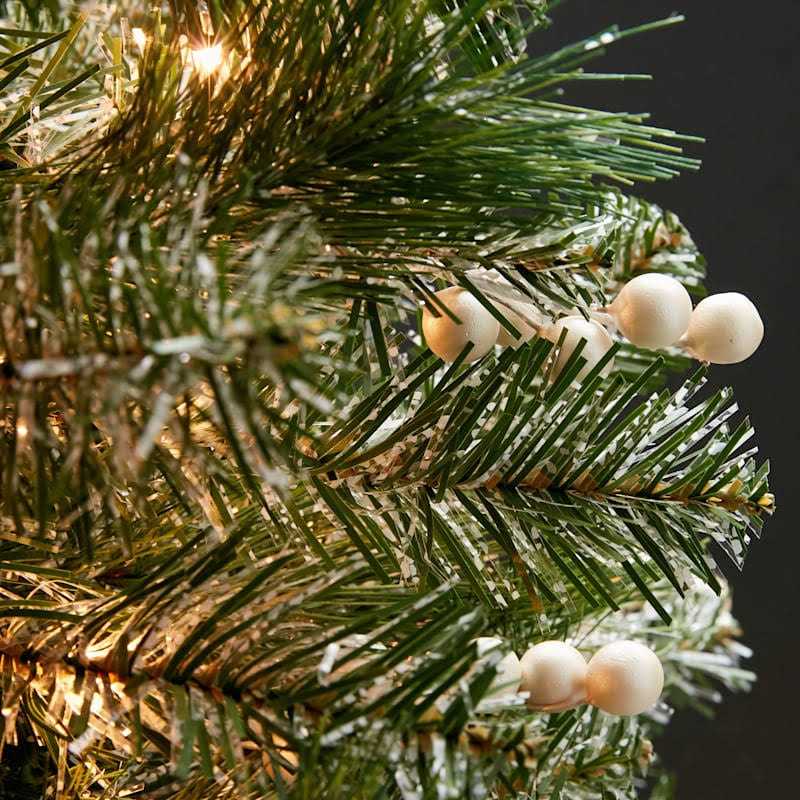 At Home Pre-Lit 5-Piece Frosted Pine Entryway Trees with Garland & Wreath