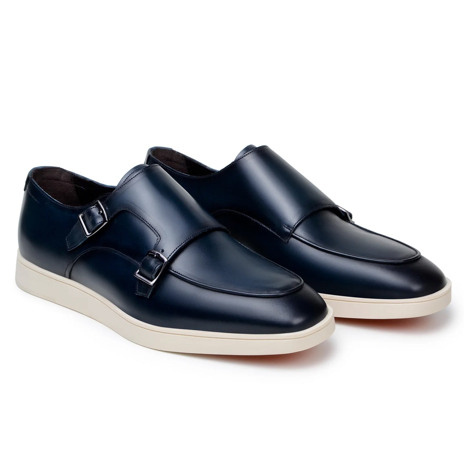 Men’s Belvedere Marcio Nappa Leather Double Monkstrap Casual Dress Shoe in Navy