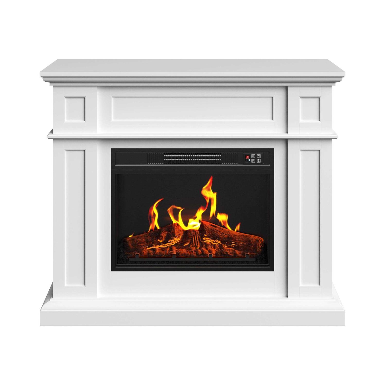 Northwest Electric Fireplace with Mantel Freestanding Heater with Remote Control, Adjustable LED Flames and Faux Logs