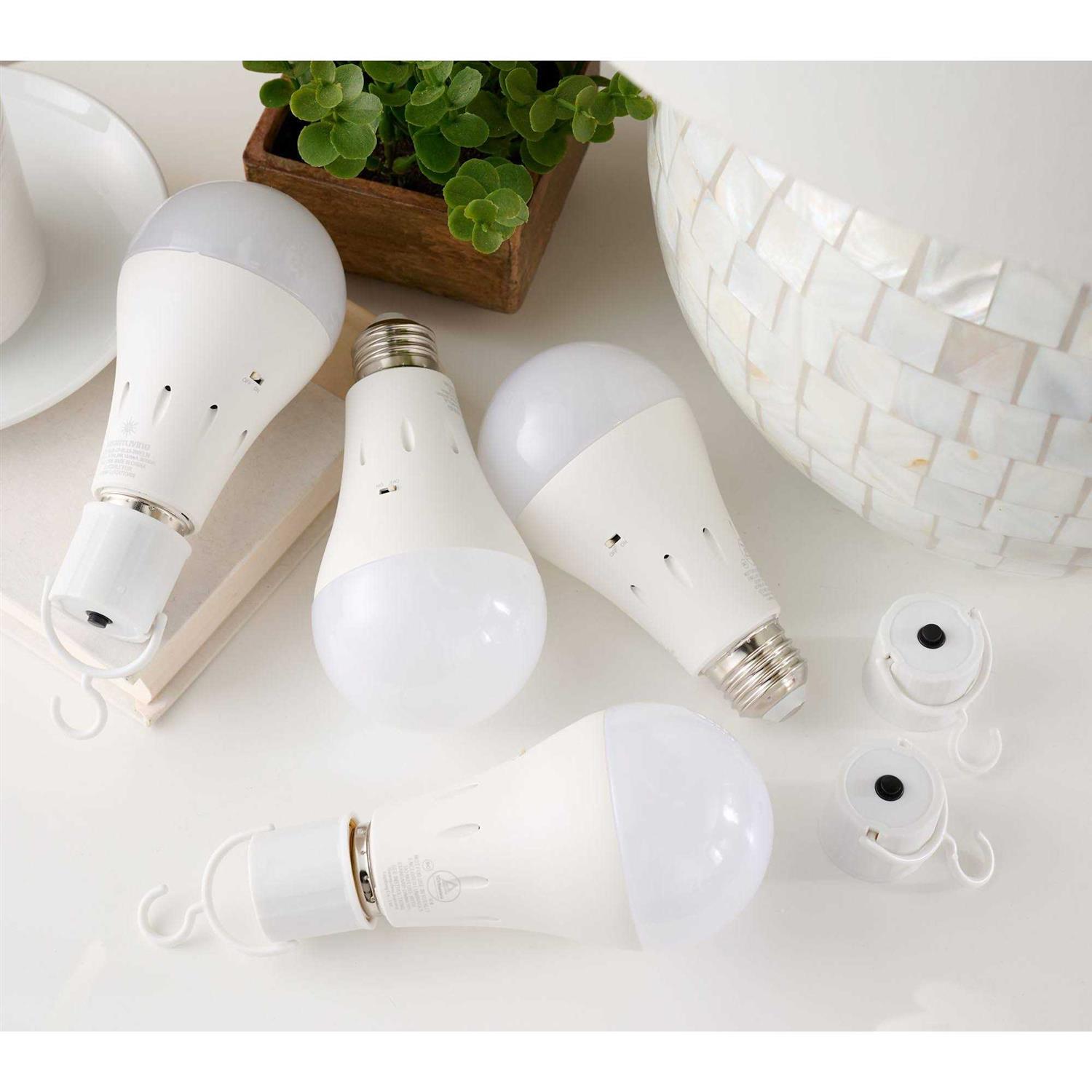 BrightLiving Set of 4 Multi Socket BatteryBackup LED Bulb