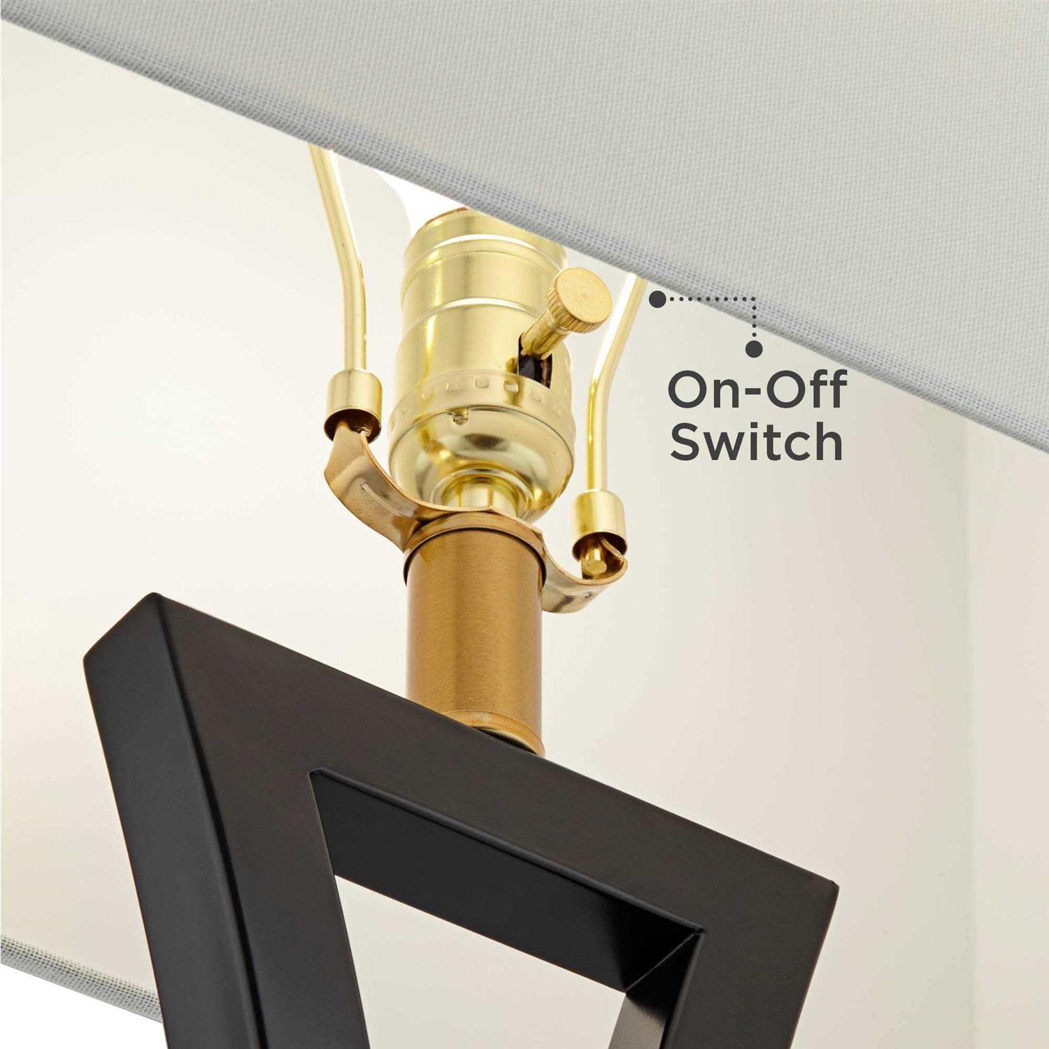 360 Lighting Roxie Modern Table Lamps 31 Tall Set of 2 Brushed Nickel Off White Fabric Rectangular Shade for Bedroom