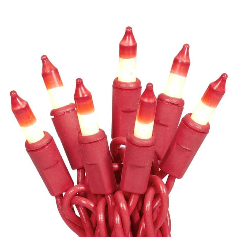 At Home 50-Count Red & White Mini String Lights with Red Wire