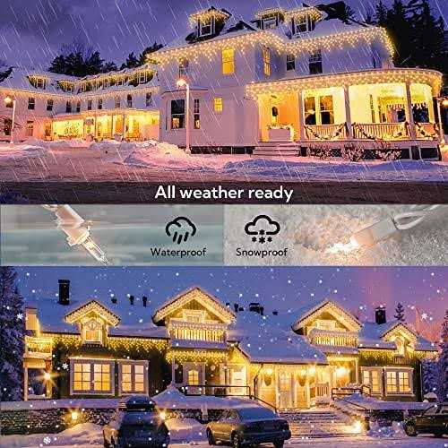 BEEWIN Icicle Christmas Lights 23FT Icicle Lights White Wire Connectable Icicle String Lights