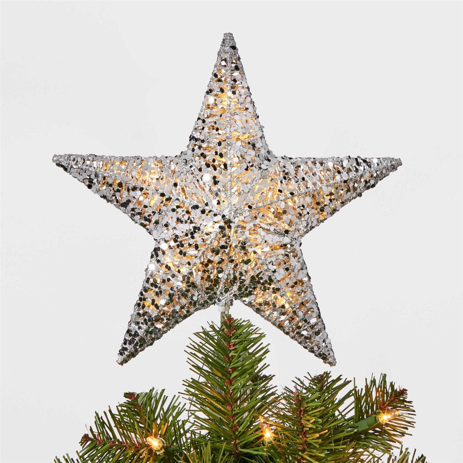 Wondershop New 10in LED Lit Sequin Wrapped Star Christmas Tree Topper