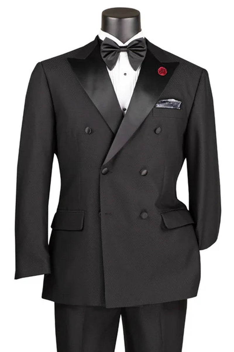 Men’s Classic Modern Fit Double Breasted Tuxedo in Black
