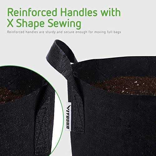 VIVOSUN 5-Pack 5 Gallon Grow Bags Plant Fabric Handles